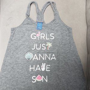 Arizona Girls Graphic Racerback Tank  Size M 10/12  Heather Gray